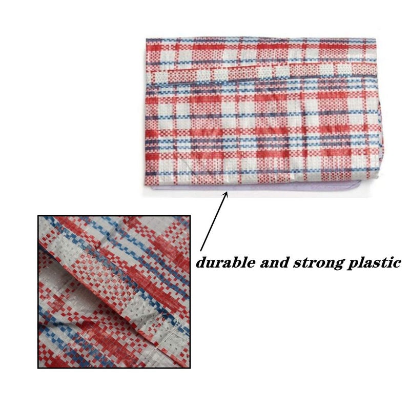 TSY TOOL Set of 6 Large & Jumbo Plastic Checkered Laundry Bags with Zipper and Handles for Travel, Laundry, Shopping, Storage, Moving,Size:(27"x23"x5.5") and (19"x19"x4") - Color may vary - Image 5